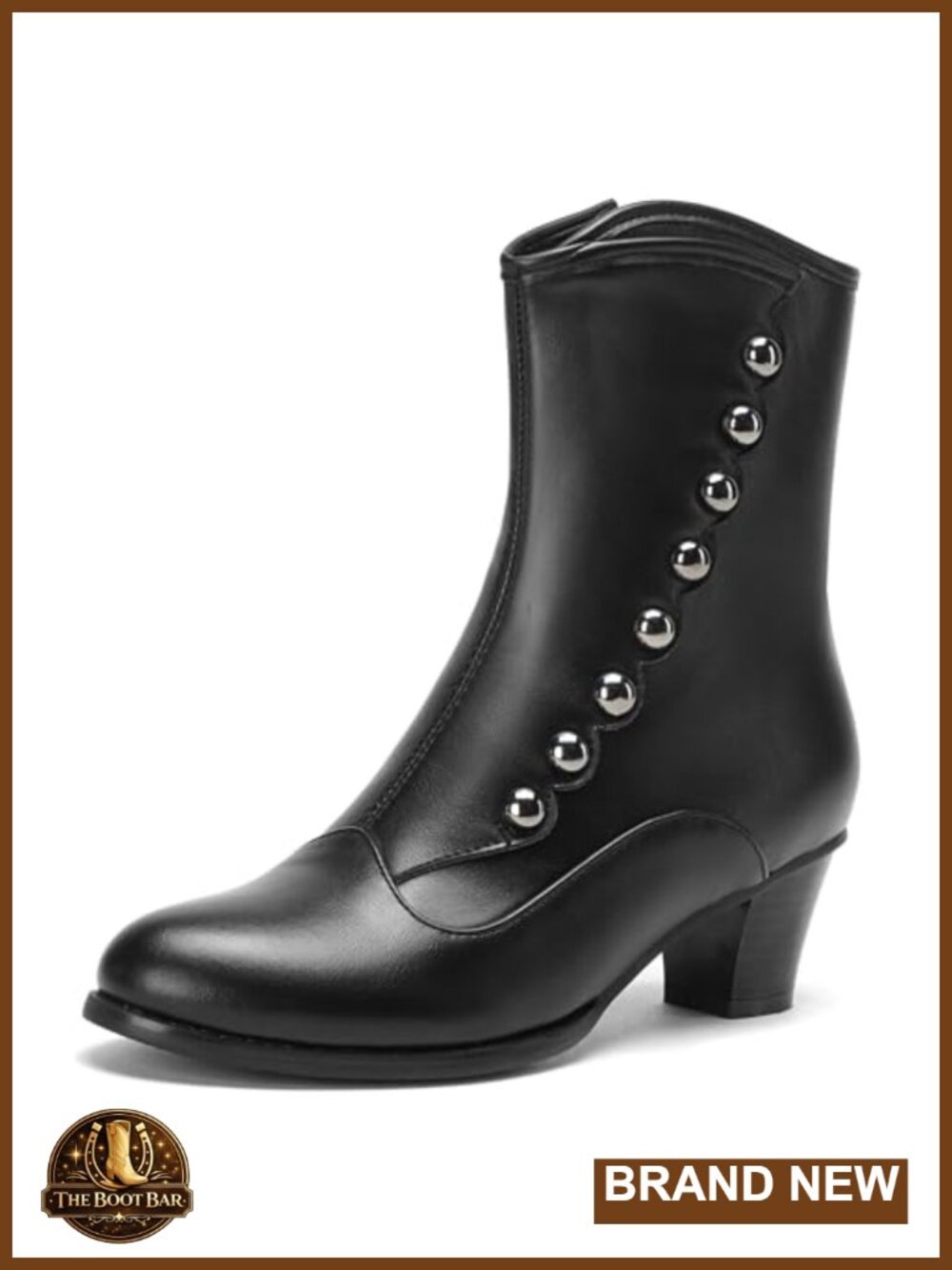Victorian Ankle Boots Chunky Block Heel Almond Toe Side Zipper Cosplay